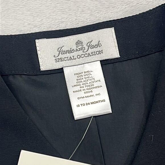 NWT Janie & Jack Special Occasion 18-24 mos 100% Wool Black Vest - Picture 2 of 12